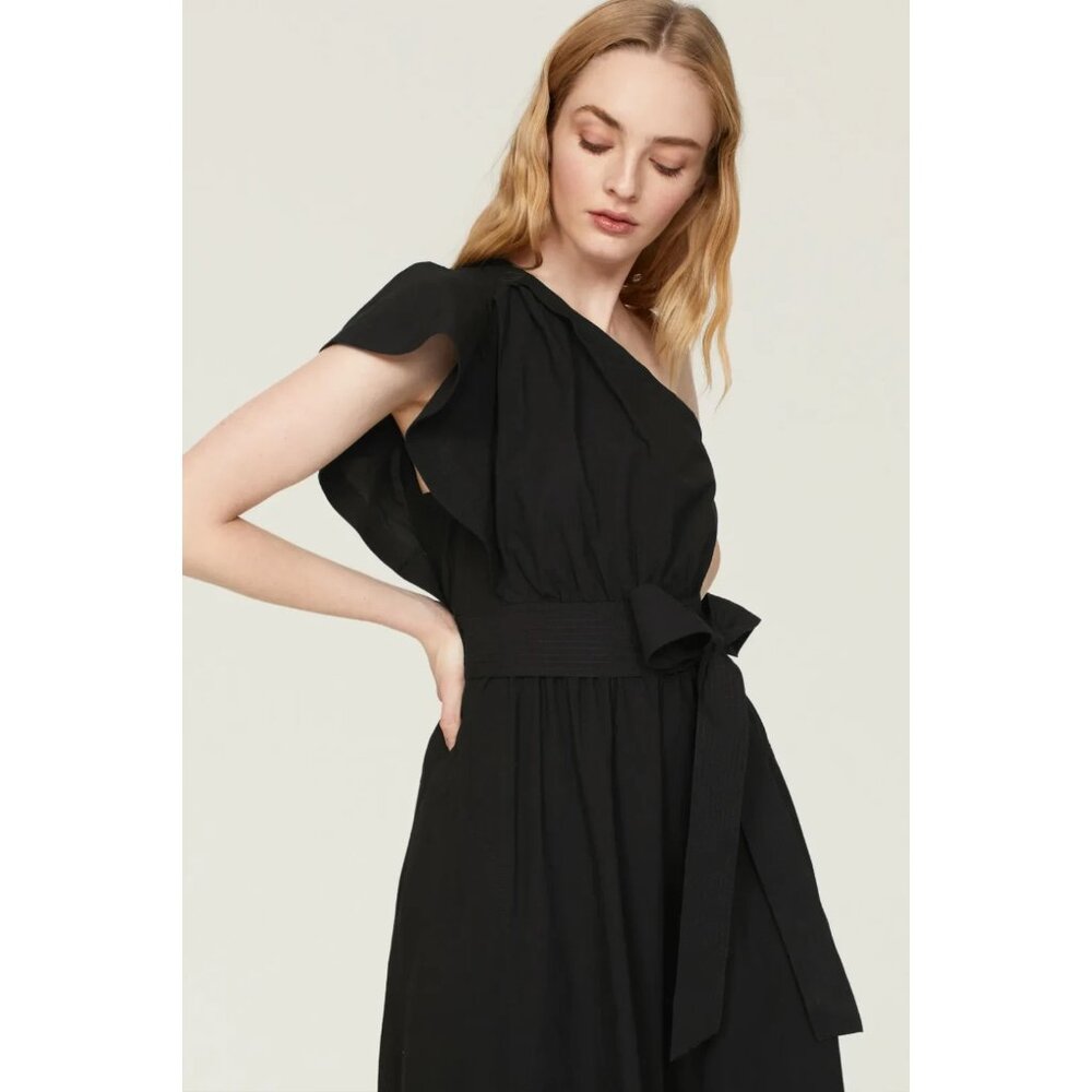 Madewell One-Shoulder Ruffled Midi Dress – True Black, Size 2 Casual & Cocktail - Picture 10 of 15